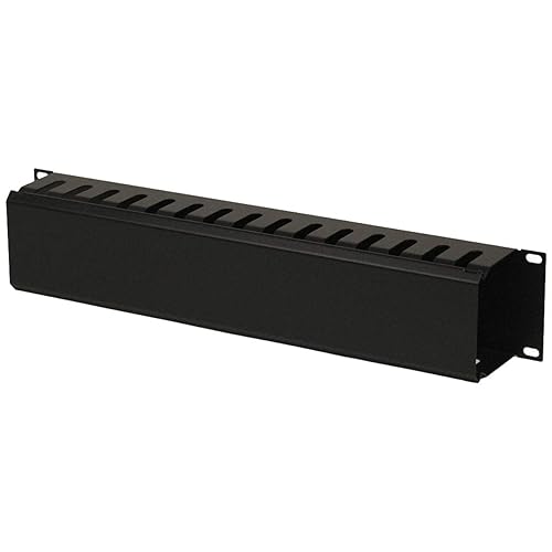 NavePoint 2U Metal Rack Mount Horizontal Cable Manager Duct Raceway for 19 Inch Server Rack