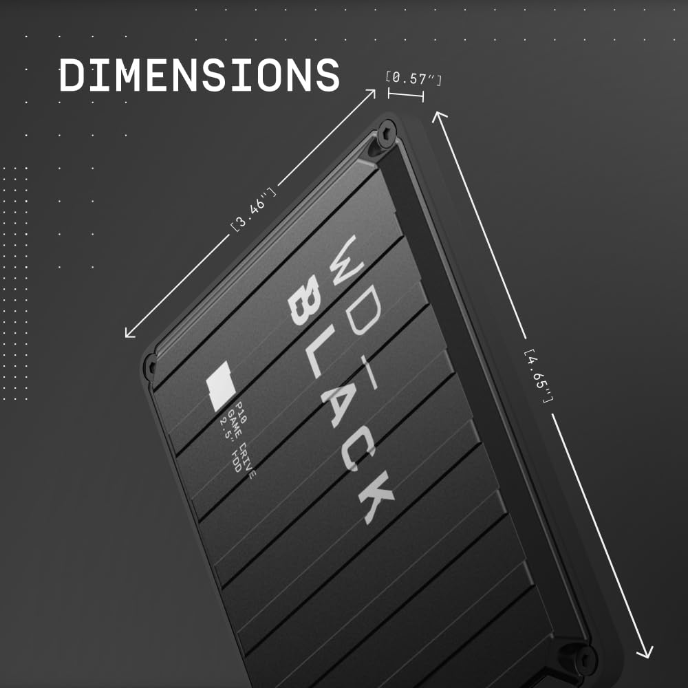 WD_Black 2TB P10 Game Drive, Portable External Hard Drive, Works with PlayStation, Xbox, & PC - WDBA2W0020BBK-WES1