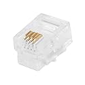 Monoprice 107269 RJ11 6P4C Plug Round Solid, 2-Packs of 50
