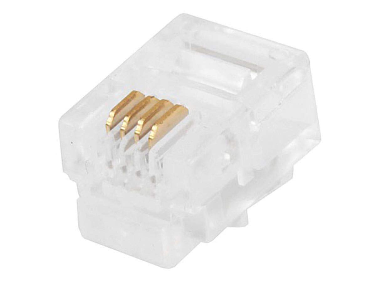 Monoprice 107269 RJ11 6P4C Plug Round Solid, 2-Packs of 50