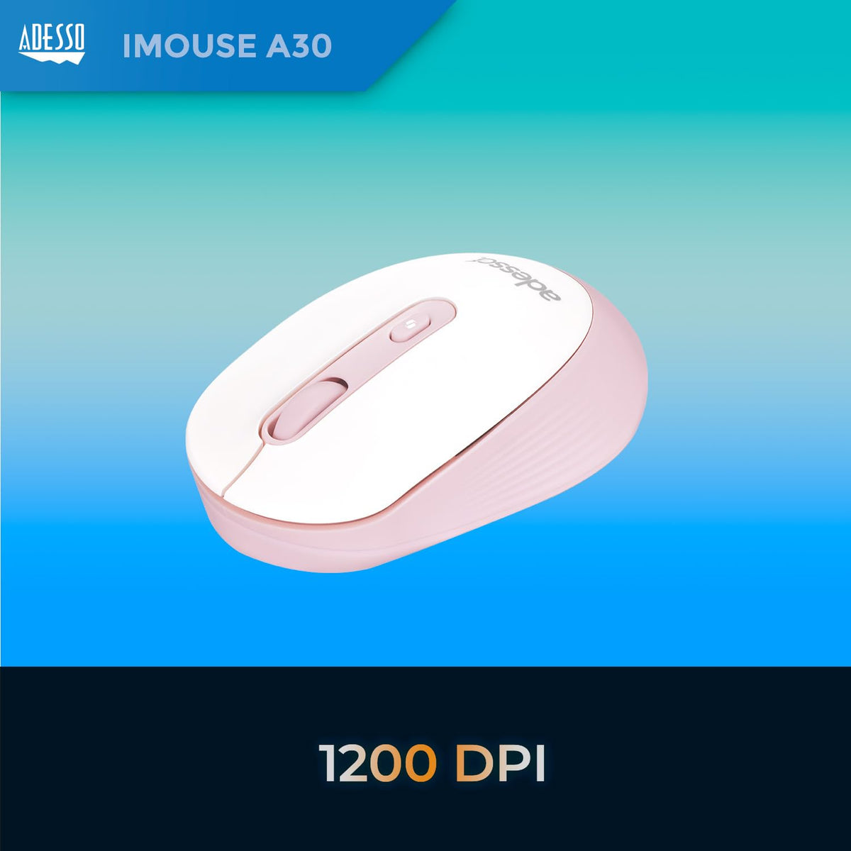 Adesso iMouse A30 Wireless Mouse with 1200 DPI, Pink