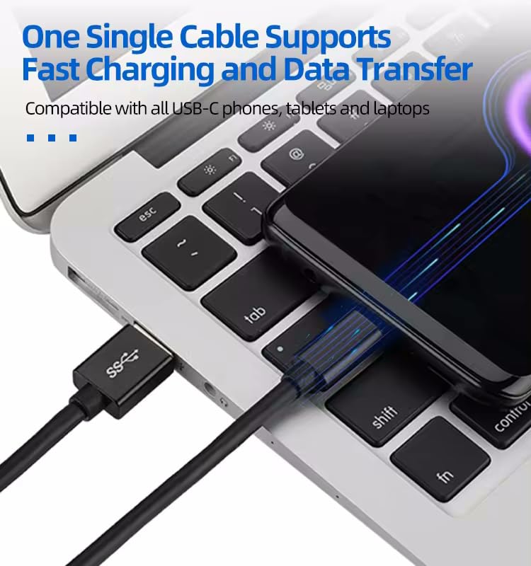 High-Speed 10Gbps USBC USB C to USB-A Data Transfer Charge Cable for Samsung T7 T9, SanDisk, Crucial X9 X6, Western Digital, SSD Drives, PC, Laptop