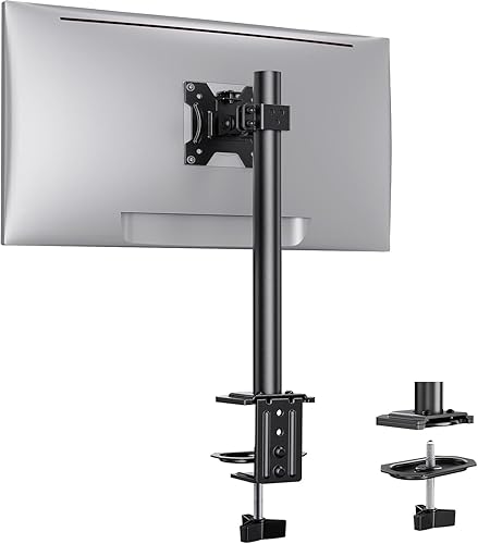 Ergear Monitor Mount for Most 13-32" Computer Screens up to 17.6lbs, Improved LCD LED Monitor Riser, Adjustable Height and Angle, Single Gaming Desk