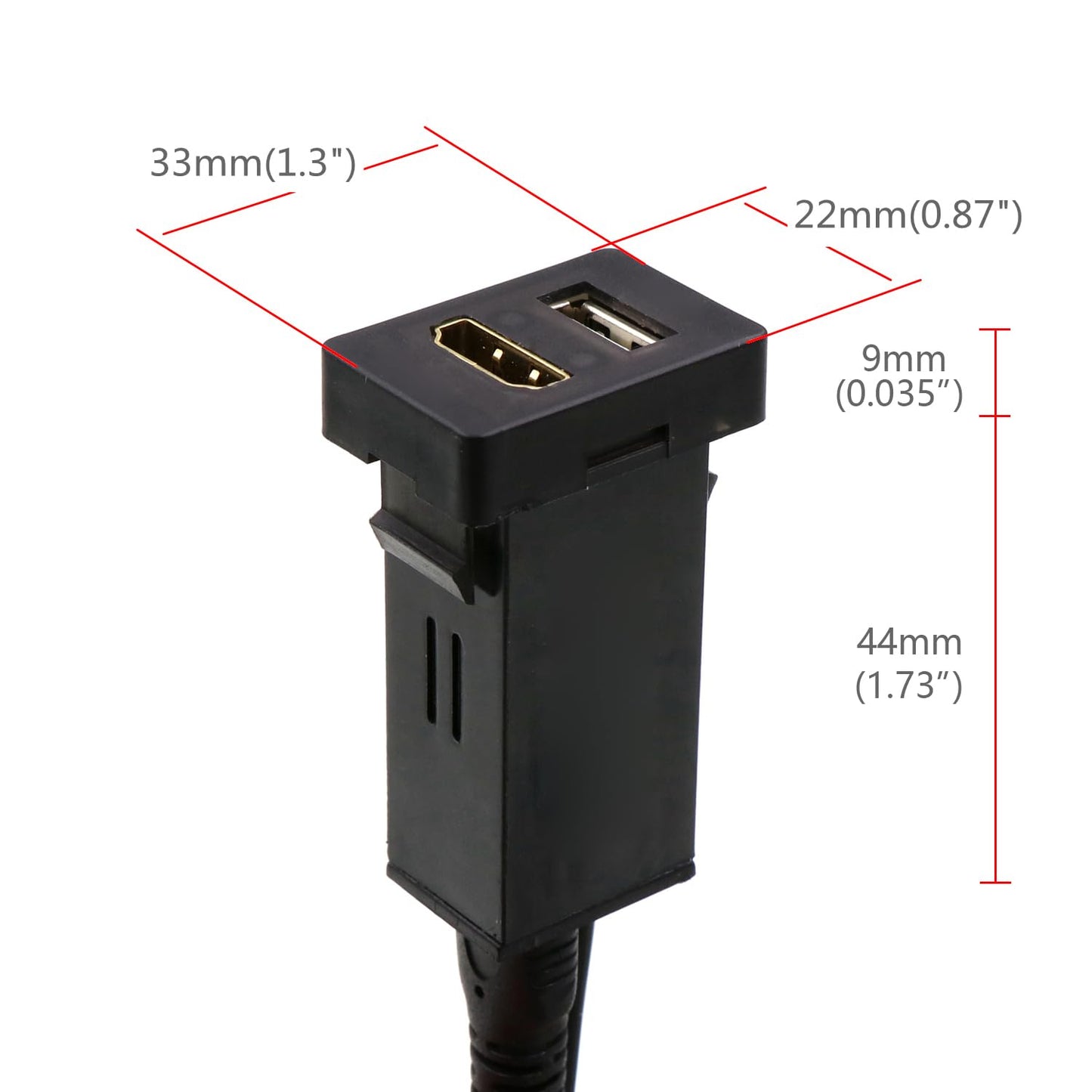 HDMI Socket Mount Cable + QC3.0 Quick Charge Car Charger USB Adapter Use for Toyota