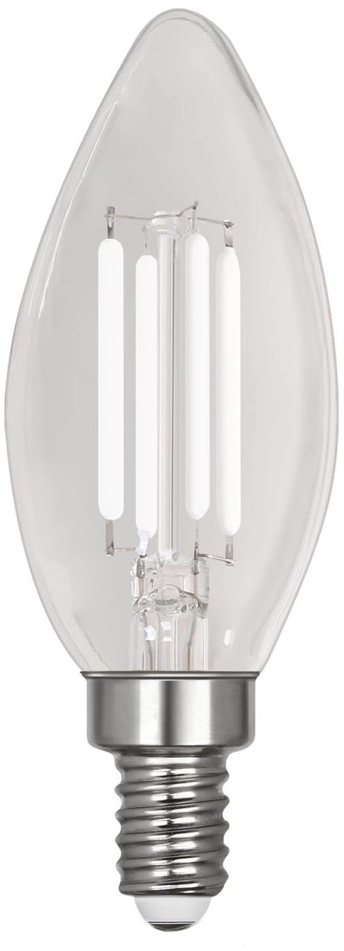 Feit Electric BPCTC100927CAWFIL/2 Soft White Torpedo-Tip Exposed White Filament LED Bulb, 2 Bulbs per Pack; 10W; 100W Equivalent; E12 Base; 2700; 90