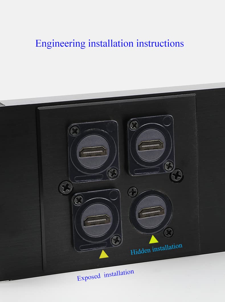 QIANRENON HDMI Panel Mount Connector Socket HDMI2.0 Female to Female Panel Adapter HDMI Straight Connector Mounting Socket for Audio and Video