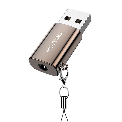 MOSWAG USB to Audio Jack Adapter, 3.5mm Jack Audio Adapter, External Stereo Sound Card TRRS Female Headset Compatible with PC, Laptop, Mac, Desktops