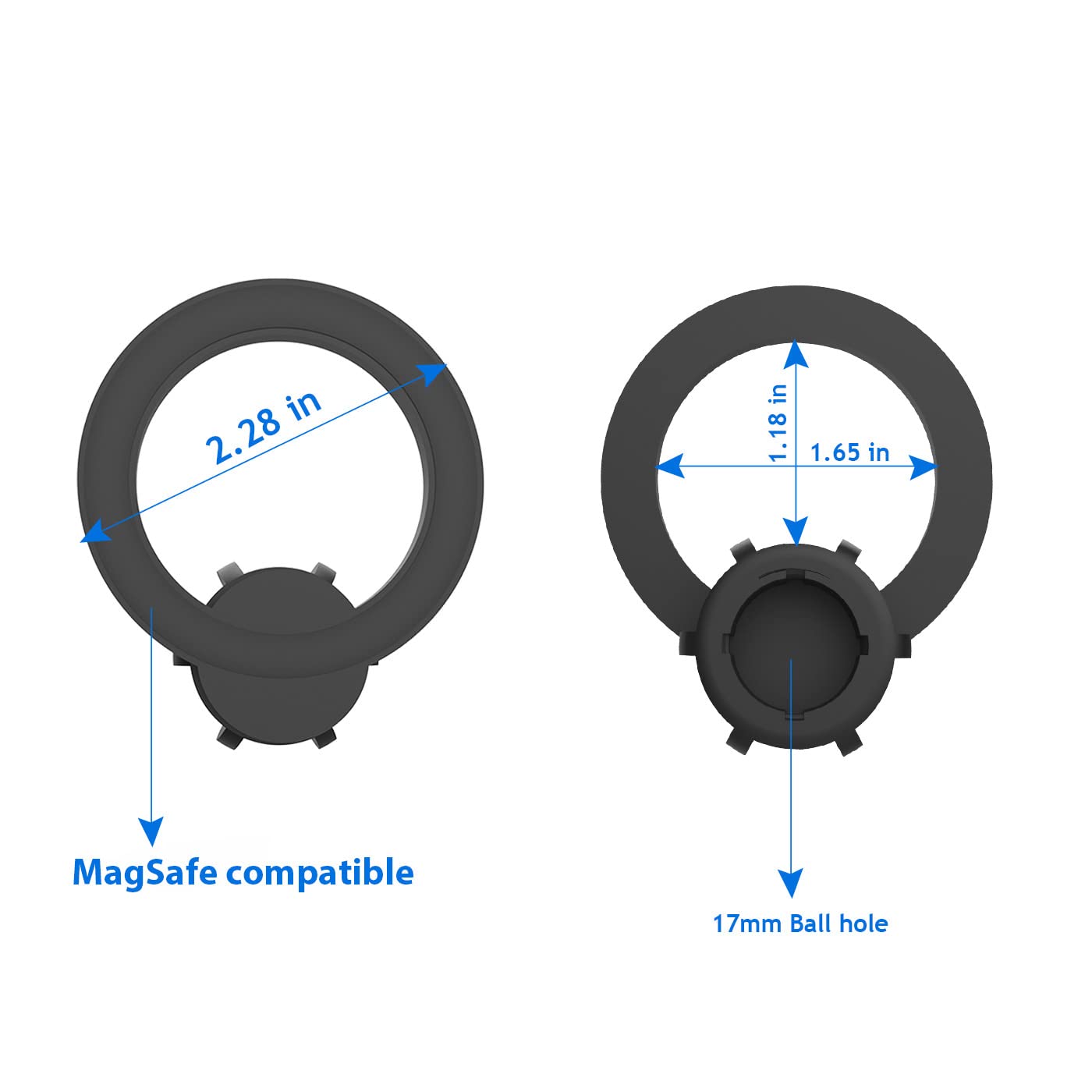 RECO Phone Magnetic Ball Mount Adapter Compatible with MagSafe, 360 Degree Rotate Mout Fit All 17mm/0.67inch Ball Joint Car Phone Holder, Compatible