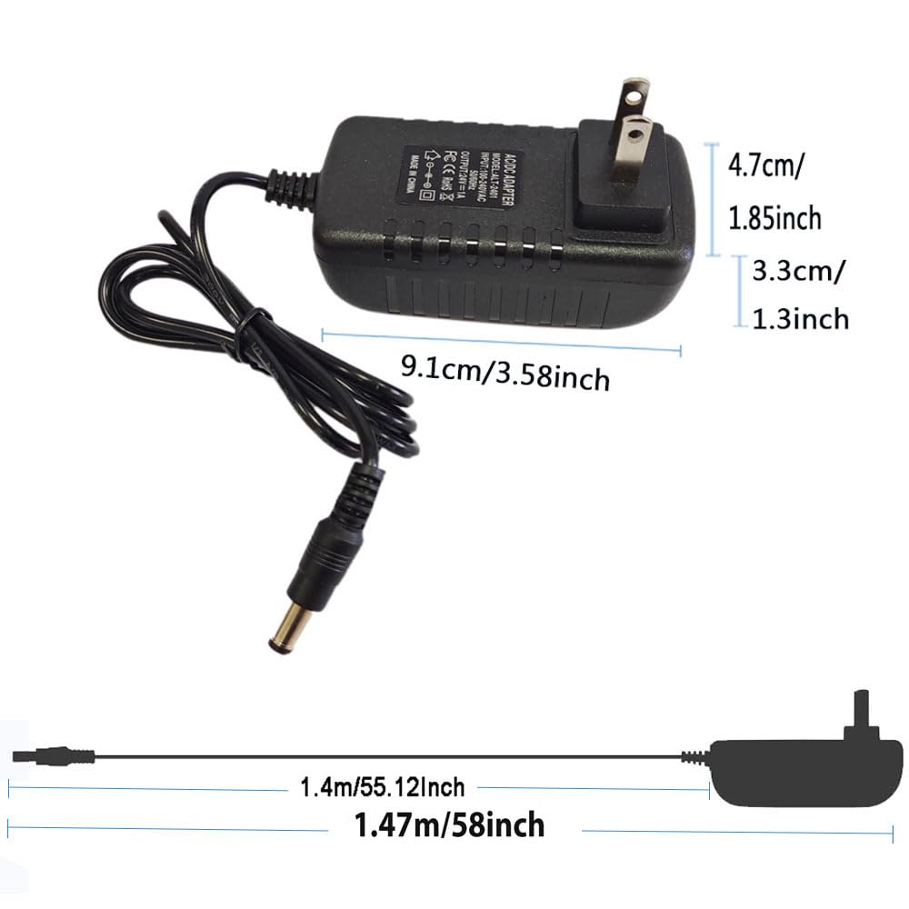 24v DC Power Supply 1A 24W AC Adapter 100v-240v AC to DC 24v 1a Power Cord with 5.5mmx2.5mm Plug for dc 24v1a led Strip Lights