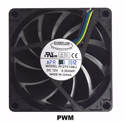 Everflow 70x70x15mm PWM Dual Ball Bearing 12 Volt Fan #R127015BU