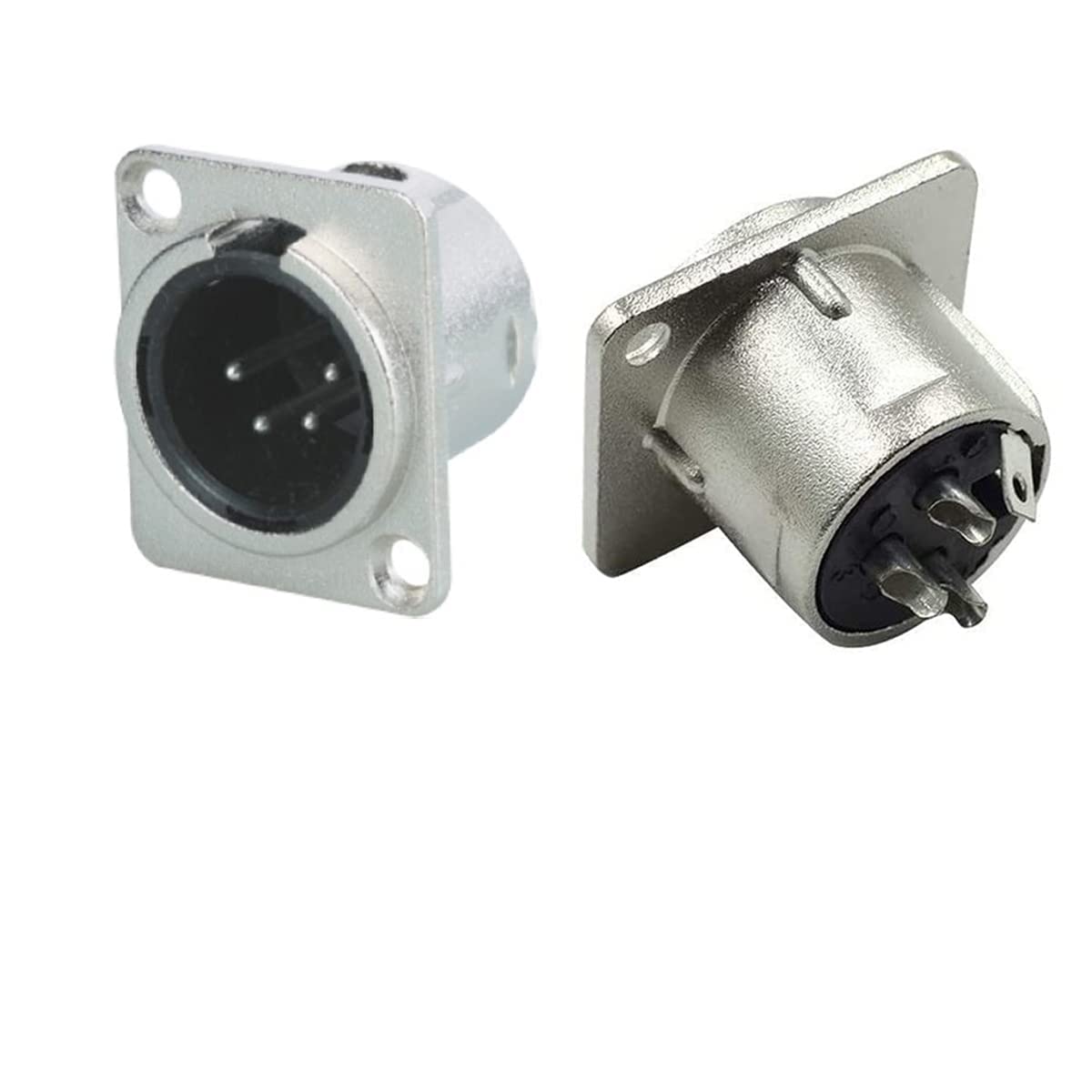 4 Pin XLR Male Socket Metal Panel Mount Chassis Microphone Audio Jack D-Type Connector Adapter, Pack of 4