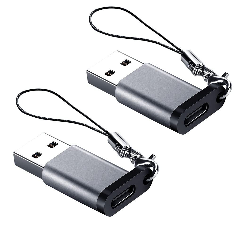 Seminer USB C Female to USB A Male Adapter (2 Pack) with Lanyard, USB Type-C to USB A 3.0 Adapter Converter Compatible with MacBook Pro, Samsung…