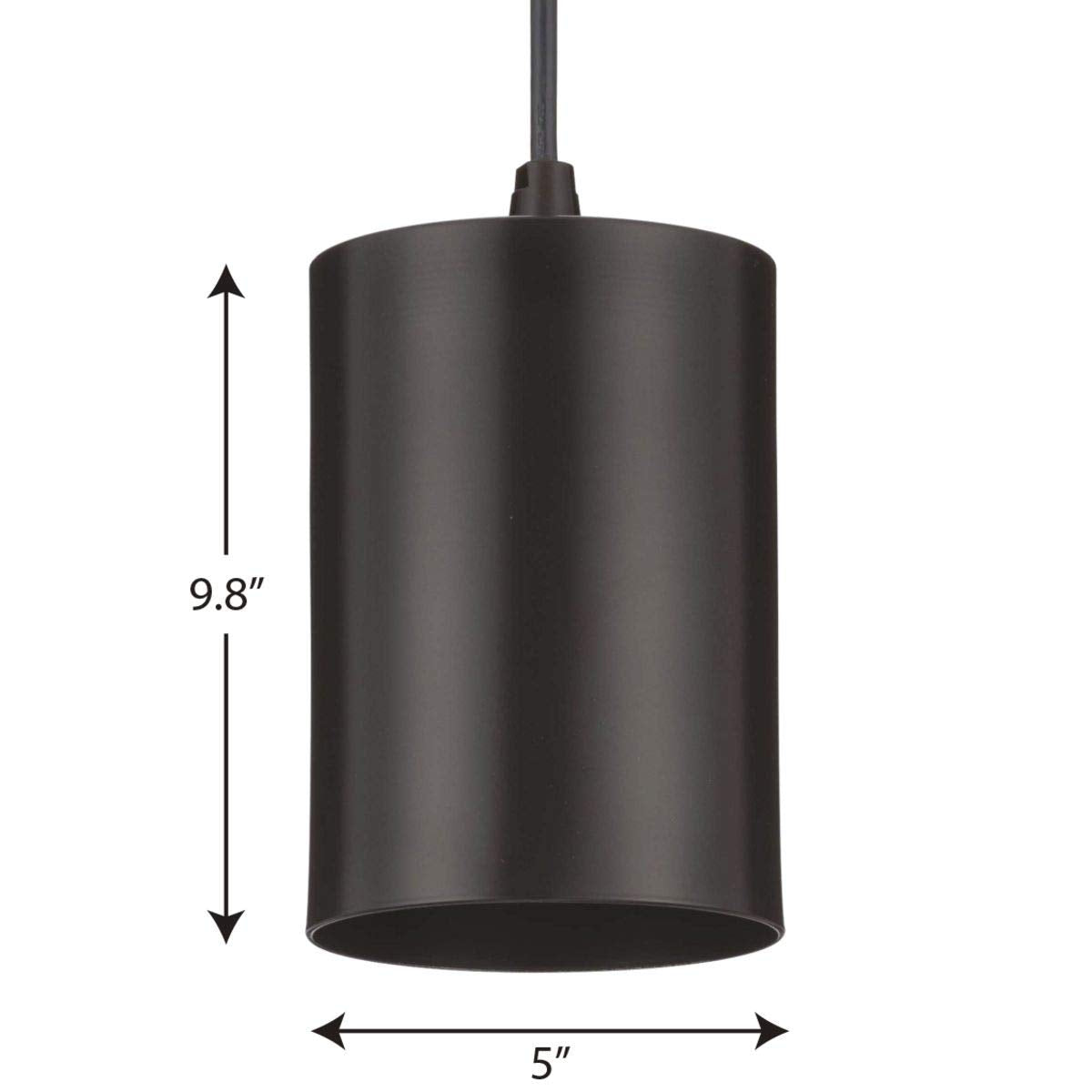 Progress Lighting Cylinder Collection 5-Inch 1-Light Antique Bronze Modern Outdoor Hanging Pendant Light, 9.80x5.00x5.00