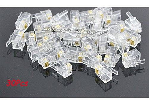 30pcs 4Pin RJ9 Telephone Cable End Connectors Plugs 4P4C