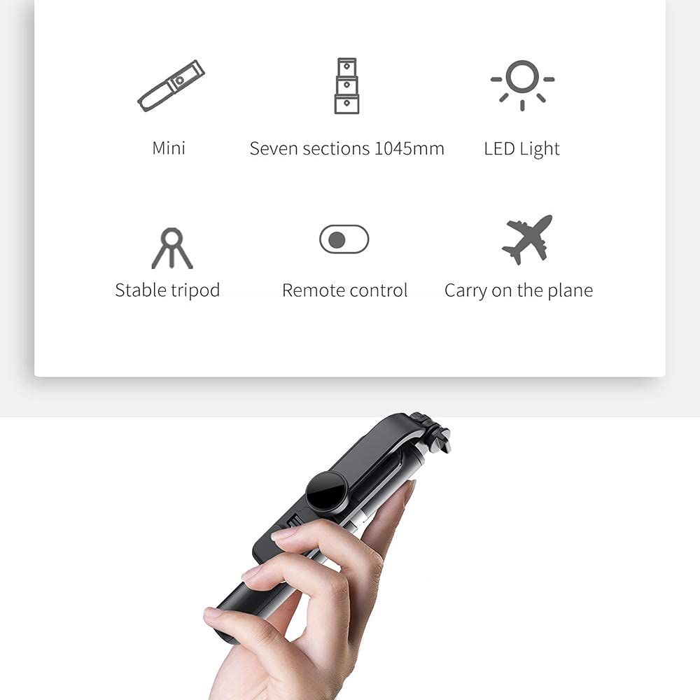 Enkarl Selfie Stick Tripod with Light, All in One Cell Phone Tripod, Cellphone Tripod with Wireless Remote and Phone Holder, Portable