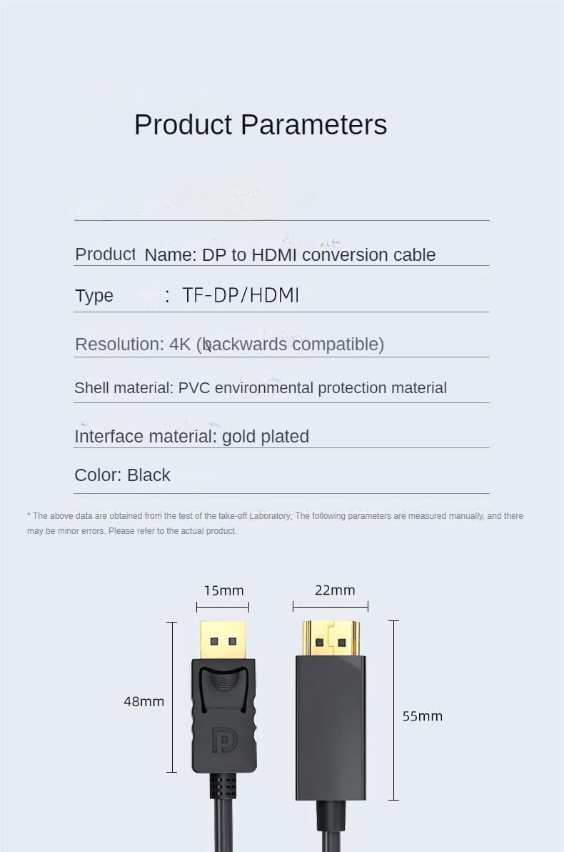 DP to HDMI 3m / 10ft Cable, Uni-Directional DP 1.2 Computer to HDMI 1.4 DisplayPort Cable, for Dell Lenovo HP Laptop Desktop PC Monitor TV GPU NVIDIA