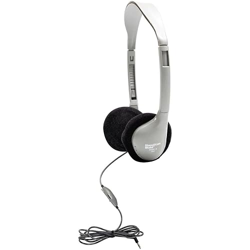 HamiltonBuhl HA2V SchoolMate On-Ear Stereo Headphone - Gray, In-Line Volume Control, Replaceable Foam Cushions, Adjustable Headband, 5 ft