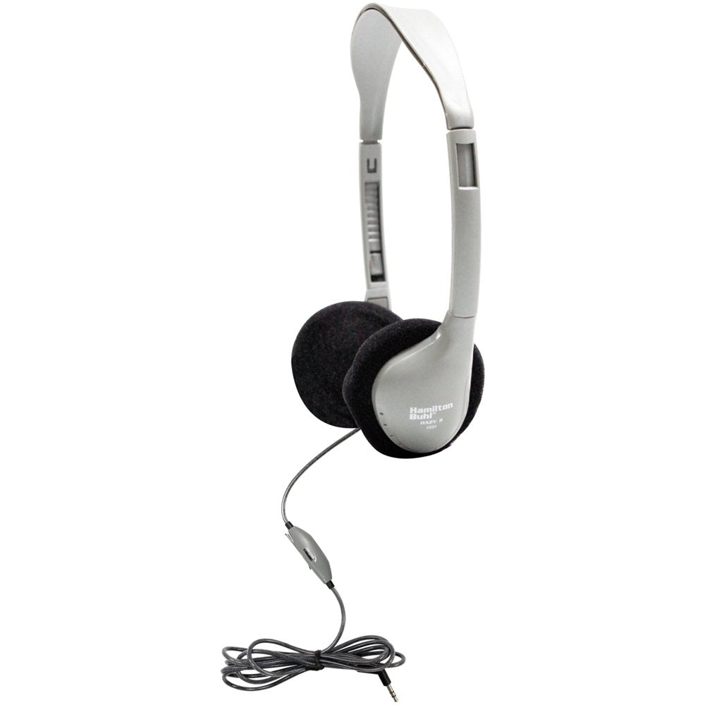 HamiltonBuhl HA2V SchoolMate On-Ear Stereo Headphone - Gray, In-Line Volume Control, Replaceable Foam Cushions, Adjustable Headband, 5 ft