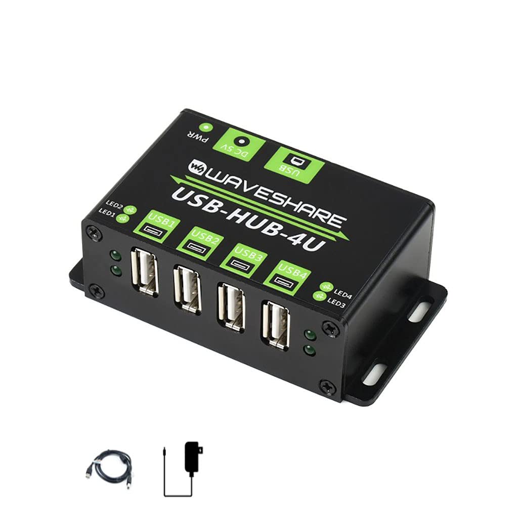 Industrial Grade USB HUB, with Metal Case, Extending 4X USB 2.0 Ports, ESD Protection, Support Multiple OS, Plug & Play