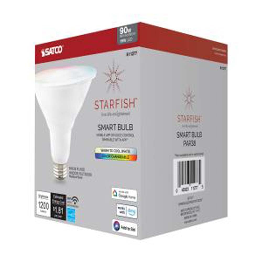 Satco S11277 Starfish WiFi-Control PAR38 LED Color-Changing and Tunable White Smart Light Bulb, 15 Watts, 2700K-5000K