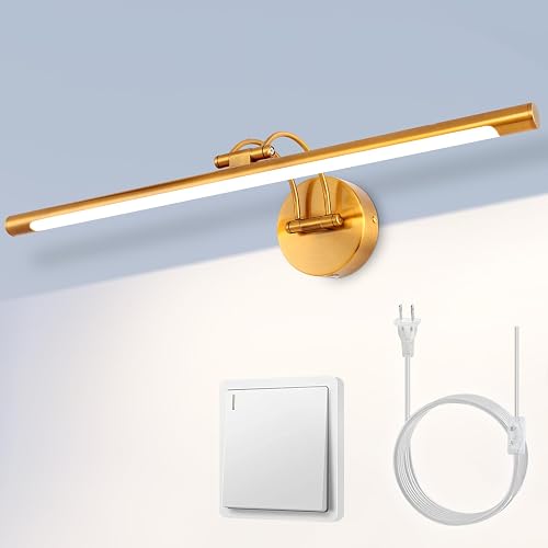 MantoLite 24'' Picture Lights for Wall,Vanity Lights for Bathroom,Plug-in or Hardwired,12W 3000K LED Modern Bathroom Lighting Fixtures Over Mirror