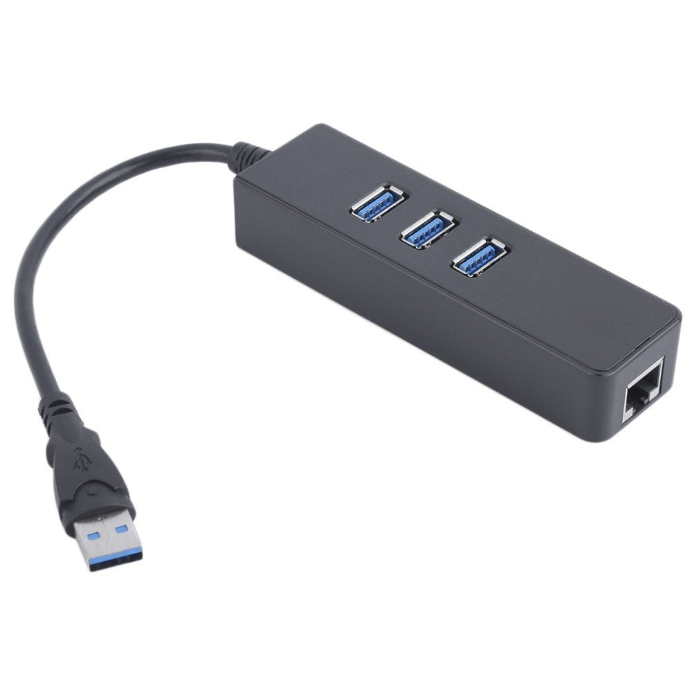 3-Ports USB 3.0 External Hub with 1 RJ45 Gigabit Ethernet Lan Wired Adapter