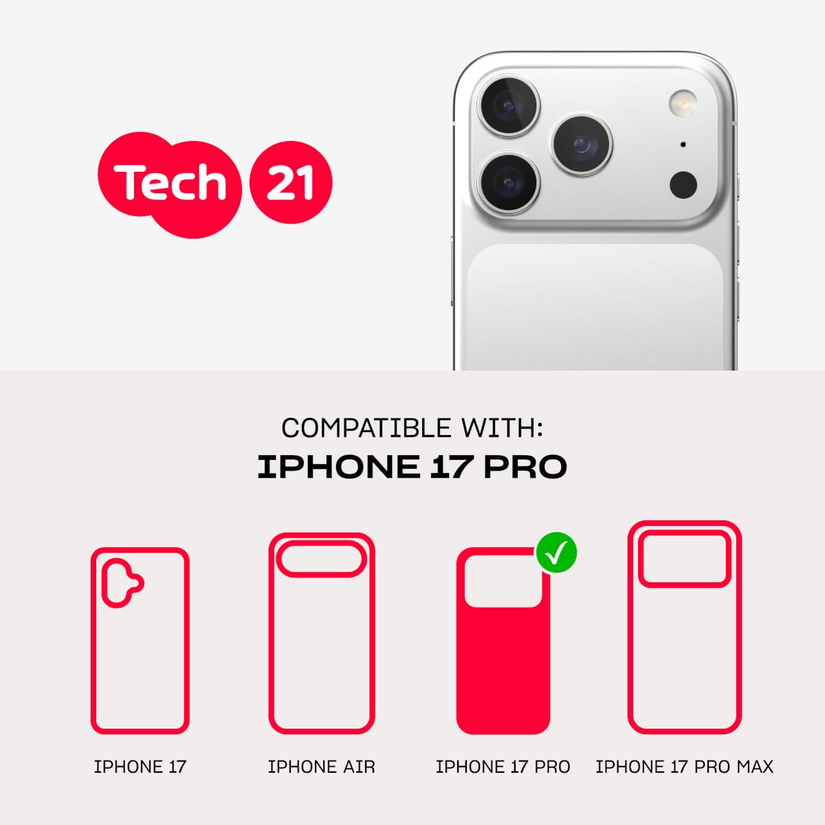 Tech21 EvoLite Case for iPhone 17 Pro - Clear | Slim Protective Case | Impact Protection | Wireless Charging Compatible