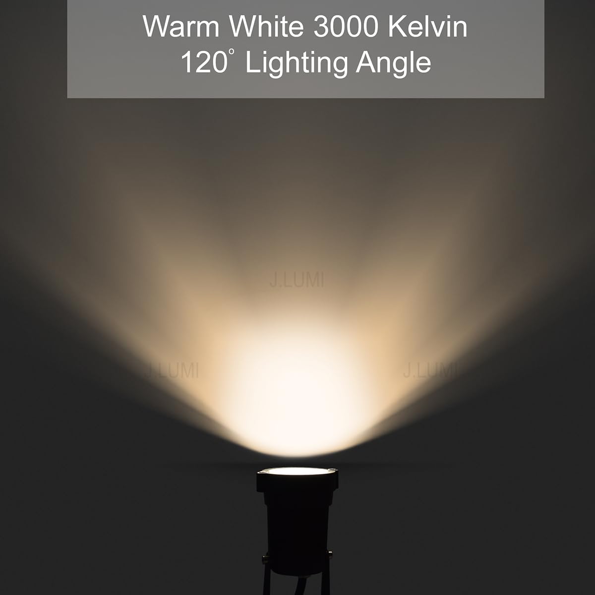 J.LUMI GSS6005 Outdoor Plug-in LED Spotlight - 5W 450LM Warm White 3000K, IP65 Waterproof Landscape Spotlight with Ground Stake, Metal, 3ft Cord, 120V