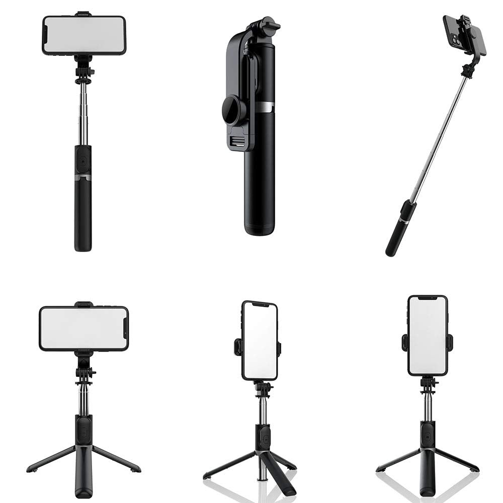 Enkarl Phone Tripod Stand & Selfie Stick Tripod, All in One Cell Phone Tripod, Cellphone Tripod with Wireless Remote and Phone Holder, Portable
