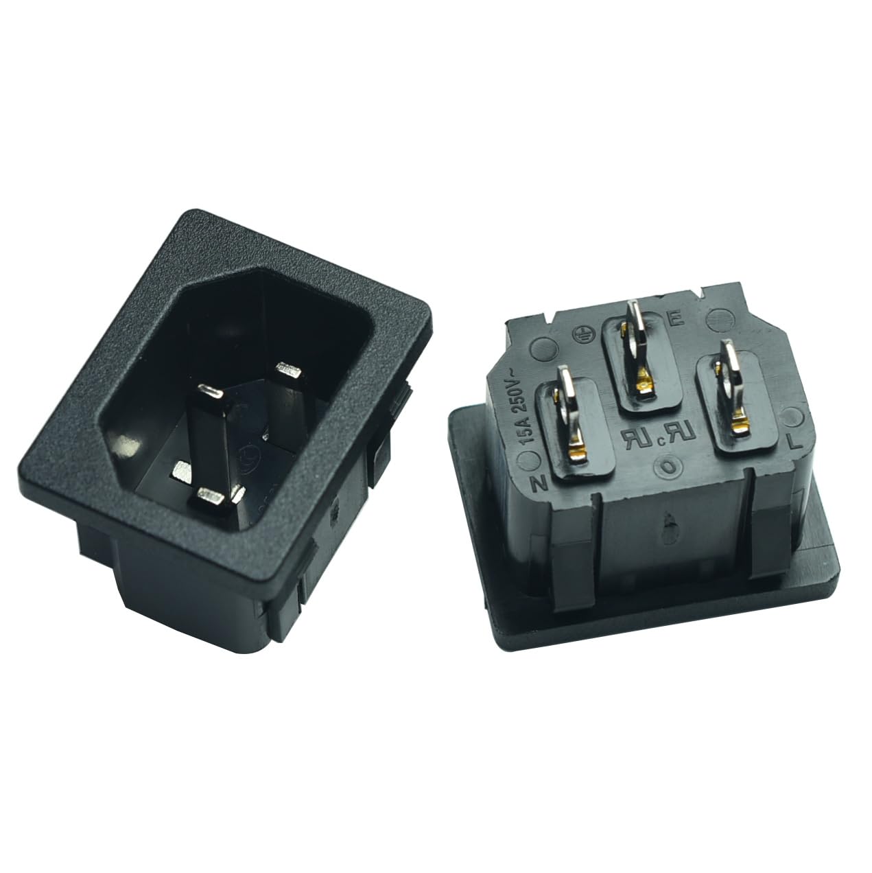 FILSHU IEC320 C14 Panel Mount Plug Adapter,15A 250VAC Power Connector Socket,3 Pins Inlet Power Plug Socket(Pack of 2)