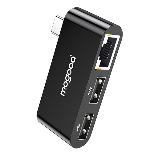 MOGOOD USB C to Ethernet Adapter, Type-C Gigabit Ethernet Adapter, 3 in 1 USB C (Thunderbolt 4/3 Compatible) to RJ45 LAN Network Dongle for MacBook