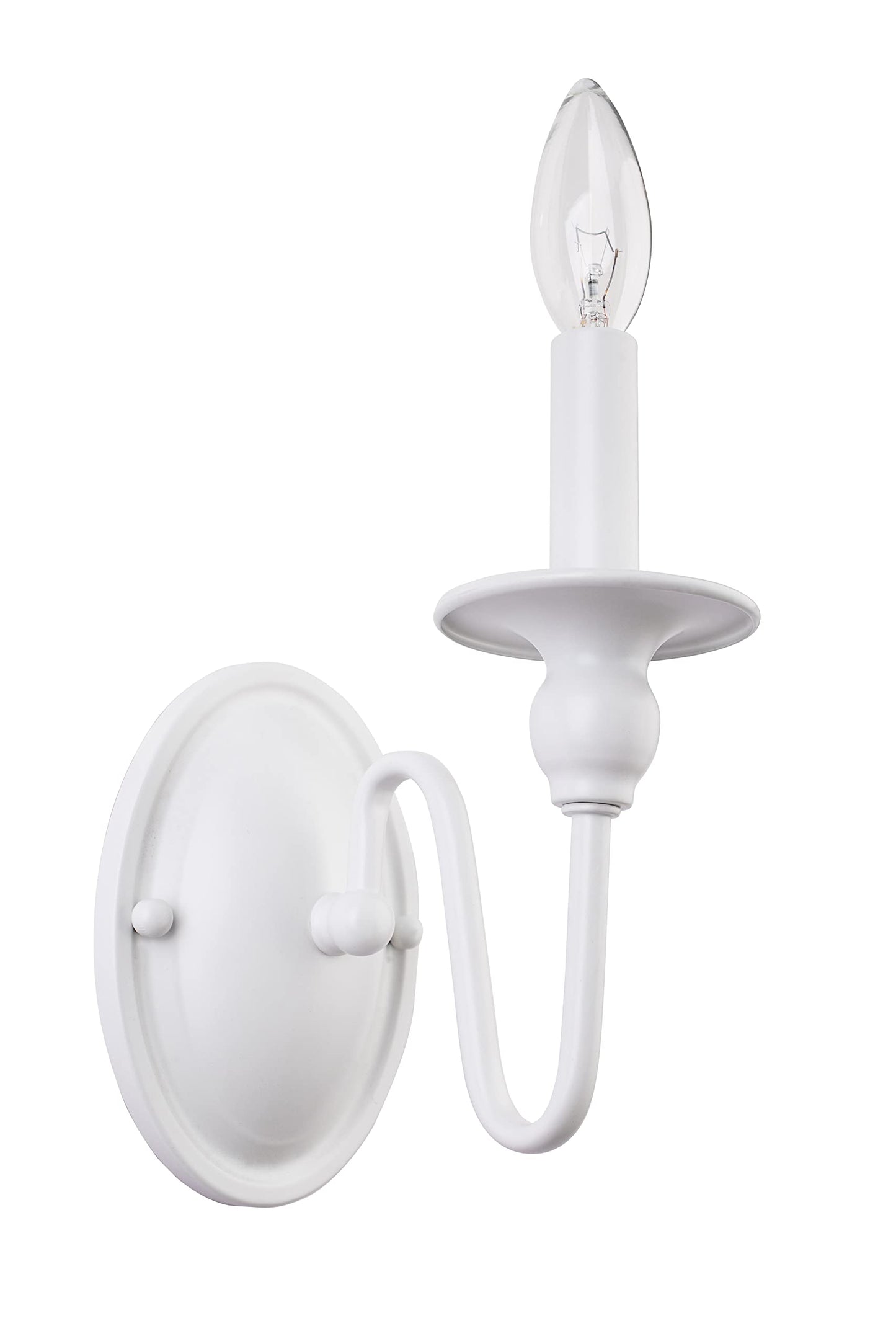 Aspen Creative 62710-03-1, 1 Light Indoor Wall Fixture, 4-1/4" W x 7-5/8" H x 6-1/4" E, Matte White Finish, Bulb Not Included