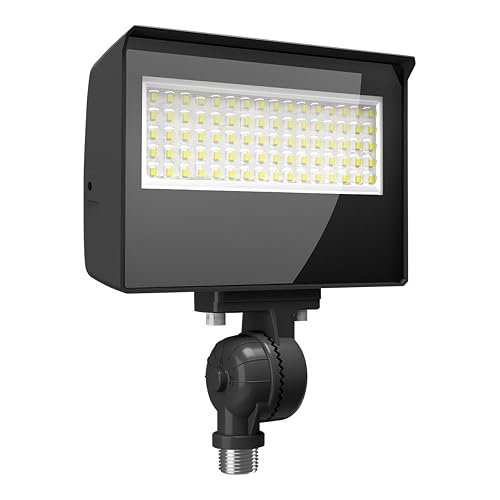 RAB Lighting Adjustable LED Floodlight - Field-Selectable Wattage & 3000K/4000K/5000K CCT - IP65 Outdoor Security Light with Knuckle Mount - 120-277V