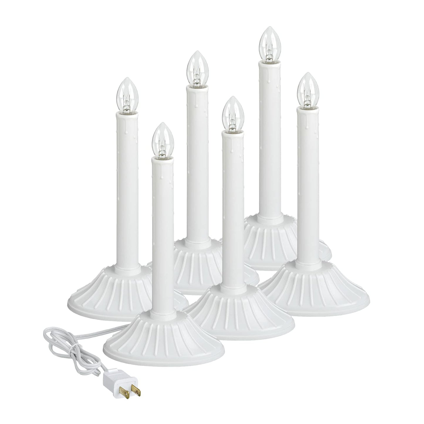 Xodus Innovations AC1170-6 Electric Plug in Flameless Candle, White, 10 inches.