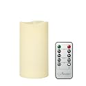 Stonebriar 6 Count Ivory Real Wax 3x6 Flameless LED Pillar Candles with Remote and Timer