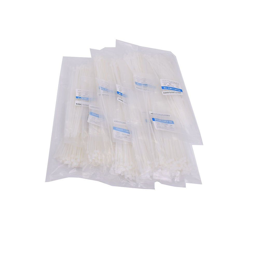 1000pcs 8 inch Nylon Cable Tie Self Locking 8" Plastic Cable Wire Zip Ties Natural White