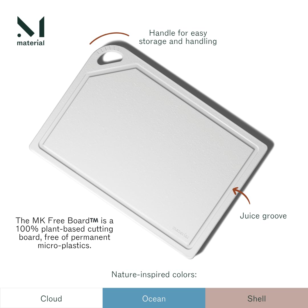 The MK Free Board - Large Plant-Based, Eco-Friendly Cutting Board, Dishwasher-Safe with Juice Groove and Free of Permanent Microplastics (Cloud)