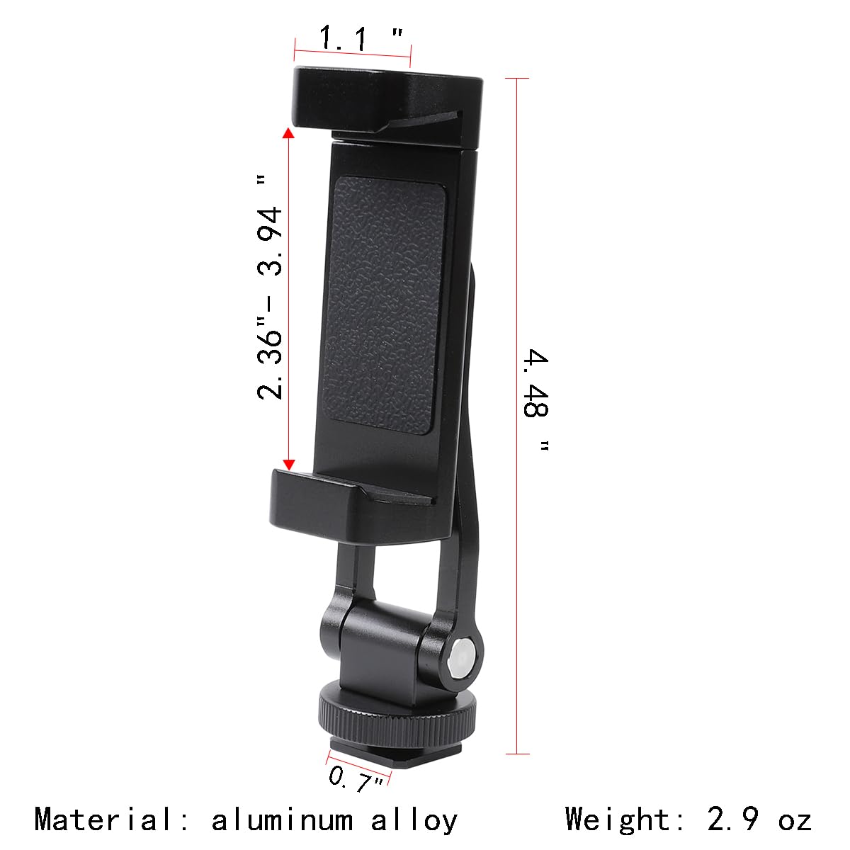 Aluminium Alloy Phone Tripod Mount, Universal Cell Phone Mount Adapter with 2 Cold Shoe Mount for Horizontal and Vertical Shooting, Compatible