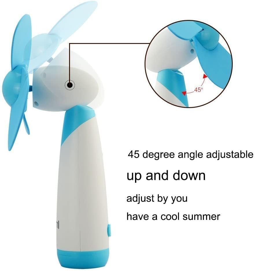 JDYYICZ Mini Handheld Fan Personal Fan Battery Soft Foam Blades Powered for Home and Travel (Blue 1pcs)