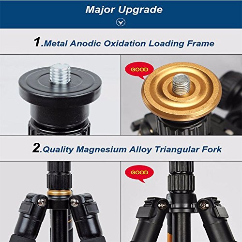 FocusFoto Q999S Aluminum Professional Tripod Monopod + BallHead Pocket Travel for Canon Nikon Sony Pentax Olympus DSLR Camera Video with Carry Case