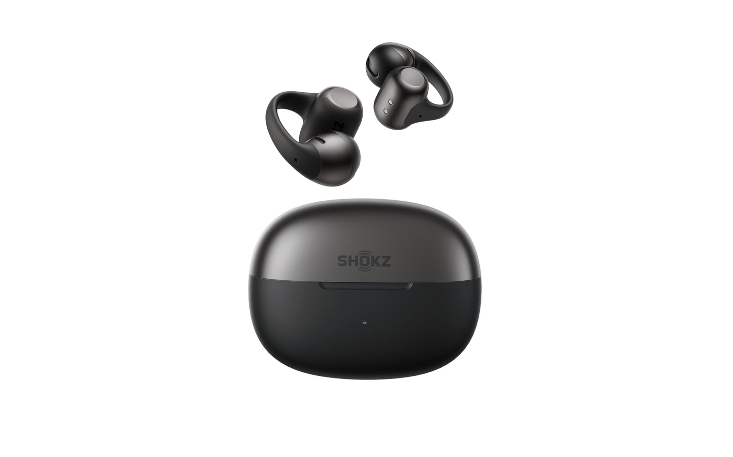 SHOKZ OpenDots 2 Open-Ear Clip-On Earbuds, Black, Dolby Audio, 3 Mics
