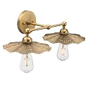 Pathson 2-Head Wall Sconce Lamps Flower Design, Brass Bathroom Vanity Wall Light Above Mirror Lighting Fixture, Hardwired Metal Home Decor for Living