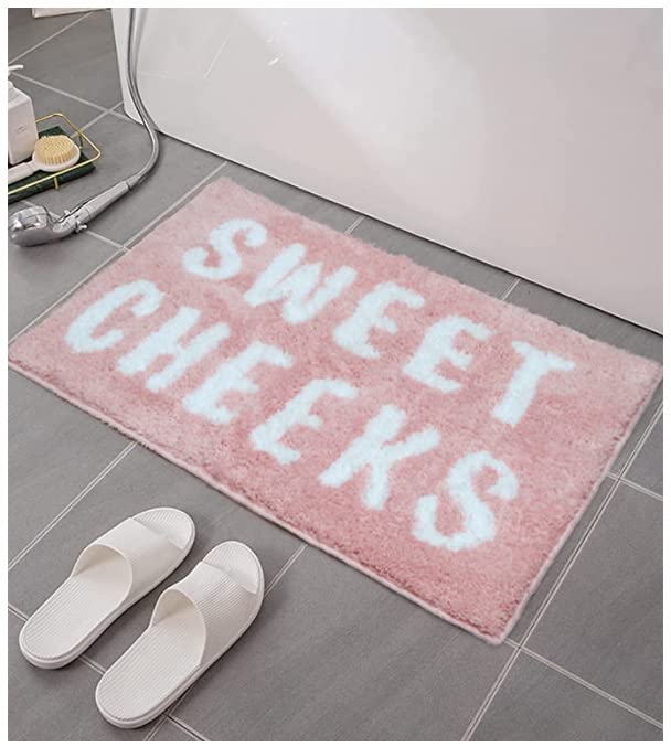 Ohocut Sweet Cheeks Bath Mat for Tub, Cute Pink Bath Mats, Non Slip, Blush Pink Bathroom Decor Accessories, Anti Slip Microfiber Funny Bath Rugs…