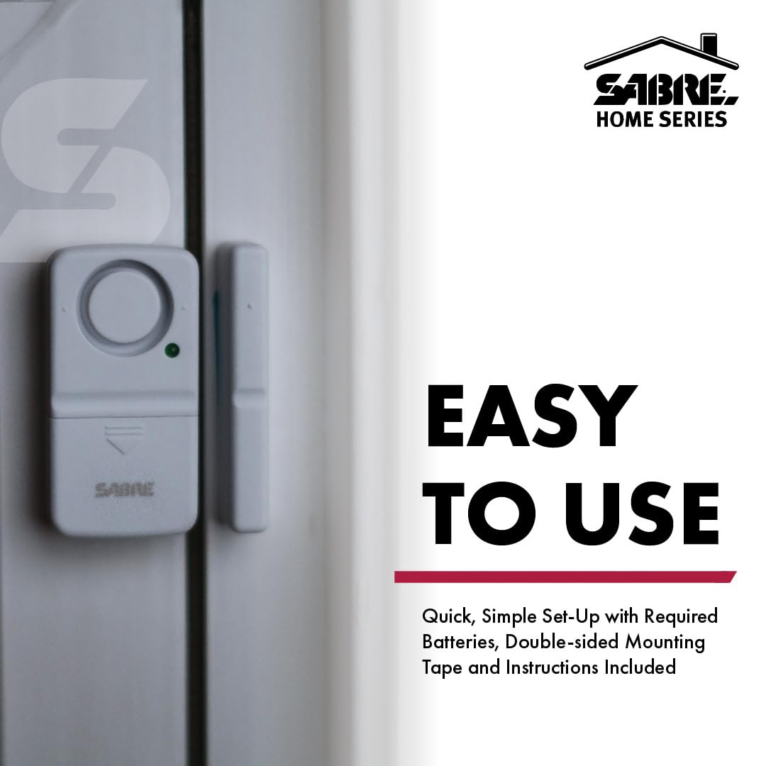 SABRE Wireless Home Security Door Window Burglar Alarm with LOUD 120 dB Siren, DIY EASY to Install