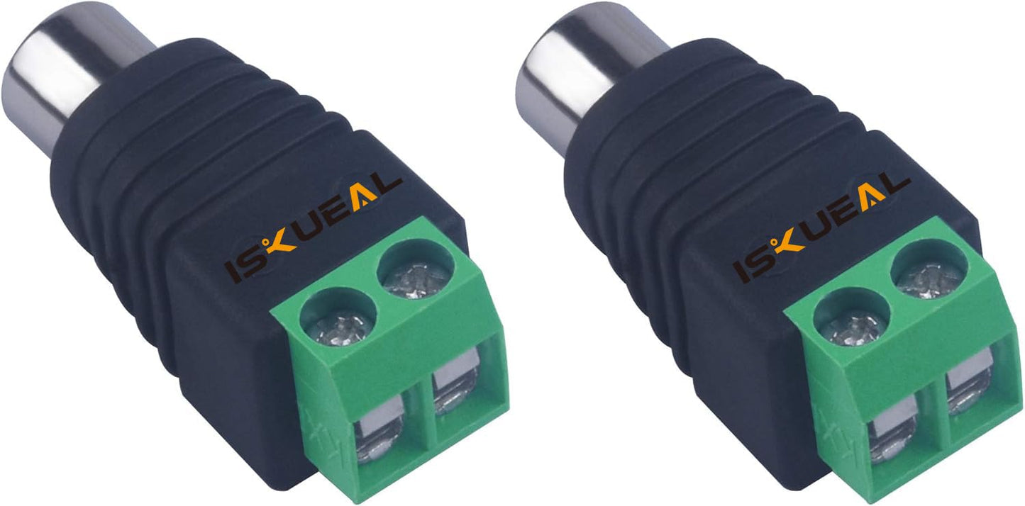 Iskueal RCA to AV Screw Terminal Connector, RCA Cable Audio Adapter,Phono Female Jack Solderless Converter Audio/Video Connector Speaker Wire to RCA