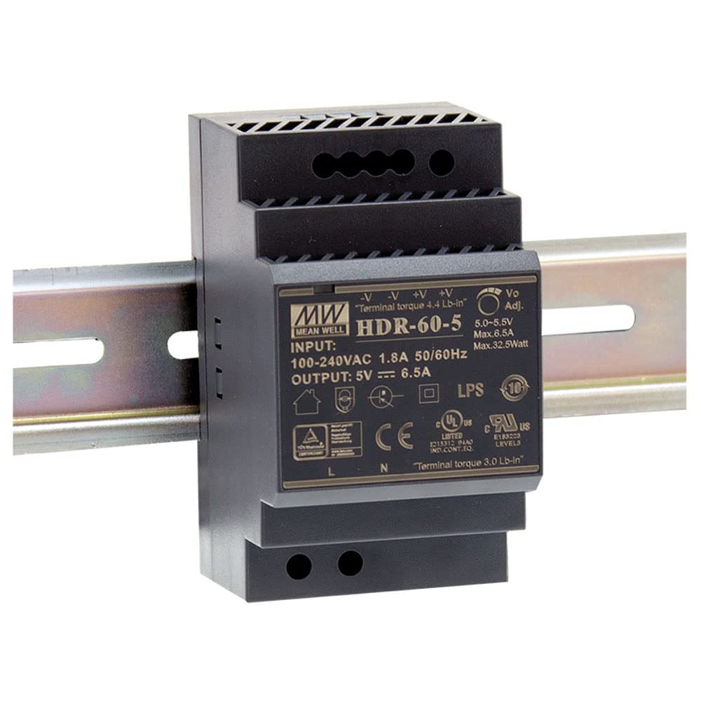MEAN WELL HDR-60-48 Ultra Slim Step Shape 3SU DIN Rail Power Supply, 48 Volt, 1.25 Amp, 60 Watt
