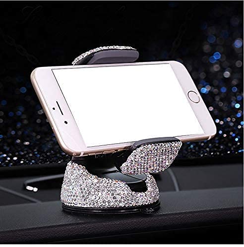Ergonflow Luxury Rhinestone Bling Car Stand Phone Holder, Compatible with Air Vent or Dashboard, Fits iPhone X, 8, 7 Plus, 6, 6 Plus, SE, 5S, 5, 4S, 4
