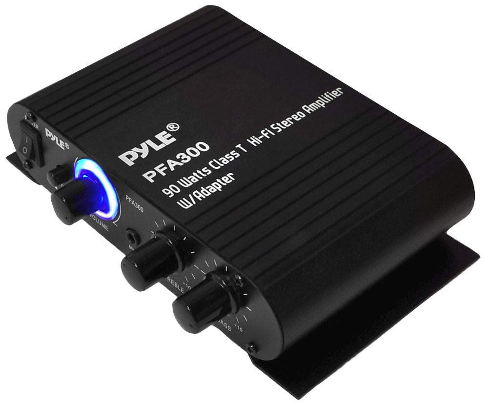 Pyle Power Home HiFi Stereo Amplifier - 90 Watt Portable Dual Channel Surround Sound Audio Receiver w/ 12V Adapter - For Subwoofer Speaker, MP3, iPad