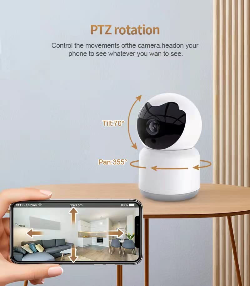 Bawofu Home Security Camera, Tuya 3MP Indoor Pan-Tilt Smart Camera for Baby & Pet with Motion Tracking, 2-Way Audio, IR Night Vision, Siren