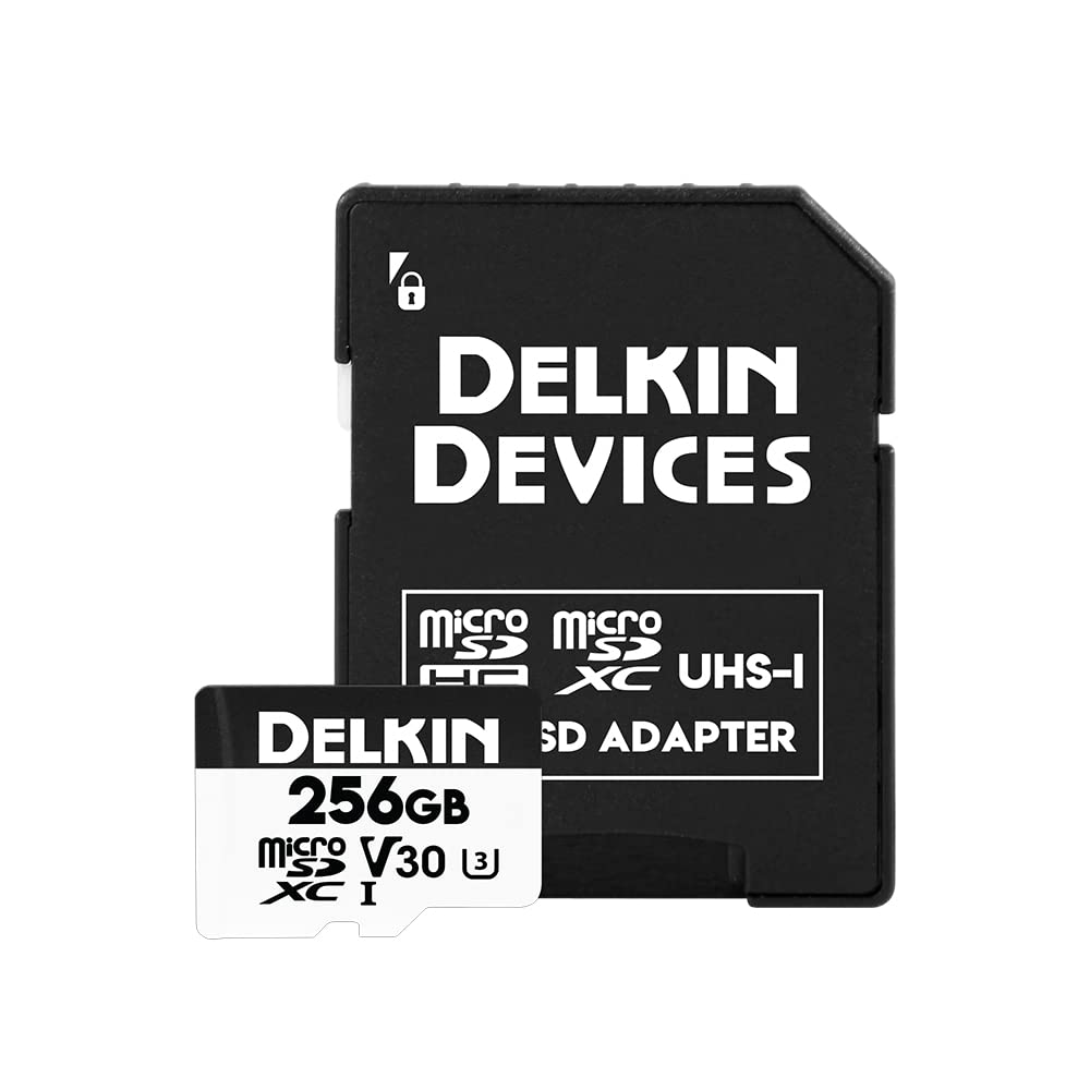 Delkin Devices Hyperspeed 256GB Micro SD Card with Adapter, Up to 100MB/s Read, 4K & Full HD 1080p, UHS-I, C10, U3, V30 for Smartphones, Tablets